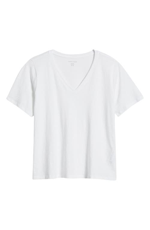 Eileen Fisher Easy V-neck Organic Cotton T-shirt In White