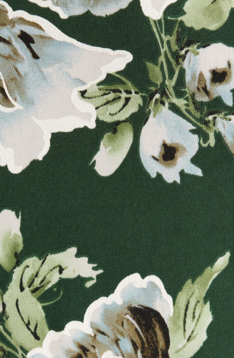 Connected Apparel Floral Cap Sleeve Faux Wrap Midi Dress, Alternate, color, Moss