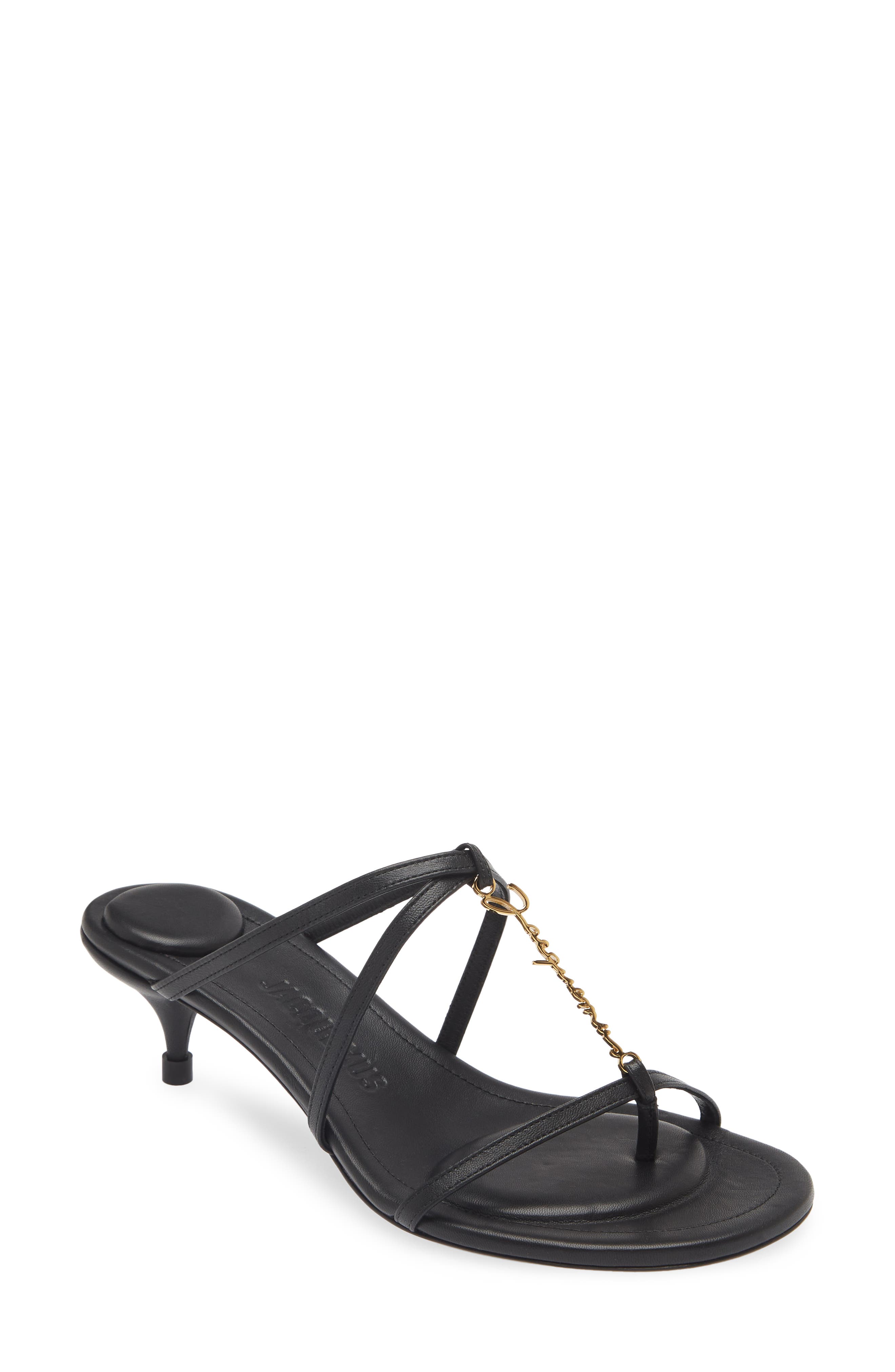 Jacquemus Strappy Logo Charm Sandal, Main, color, 