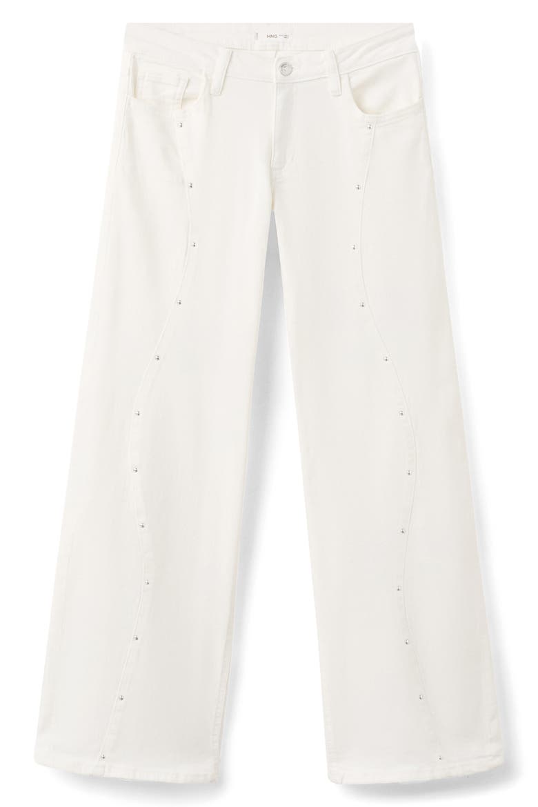 Studded Wide Leg Jeans, Main, color, WHITE