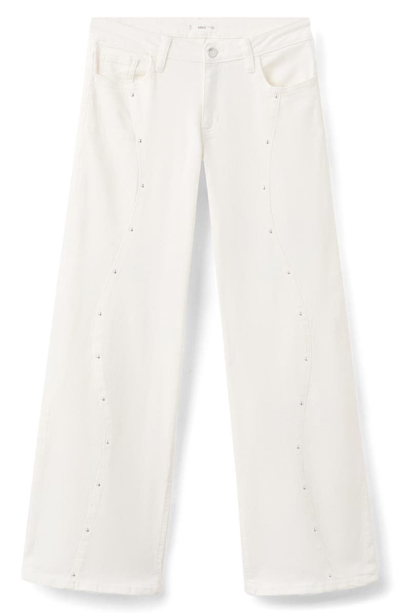 MANGO TEEN Studded Wide Leg Jeans, Main, color, White