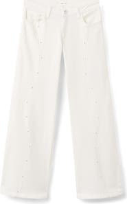 MANGO TEEN Studded Wide Leg Jeans