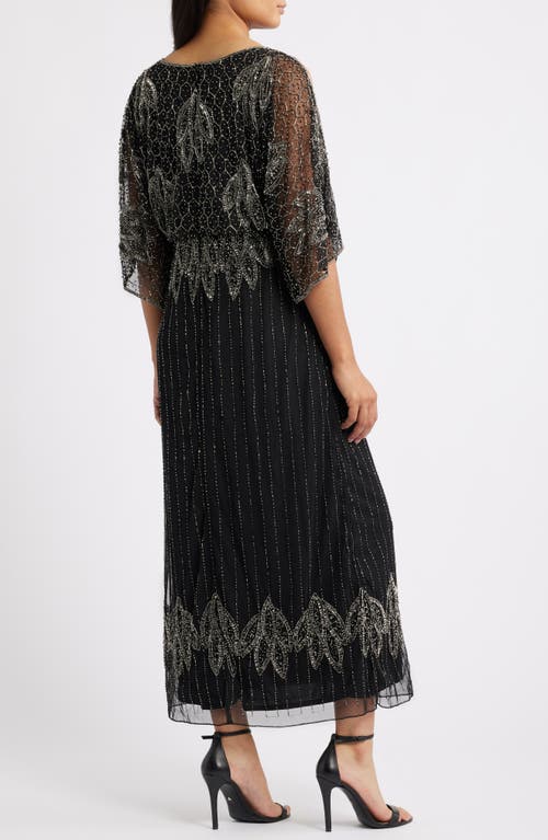 Pisarro Nights Embellished Cold Shoulder Blouson Cocktail Dress In Black