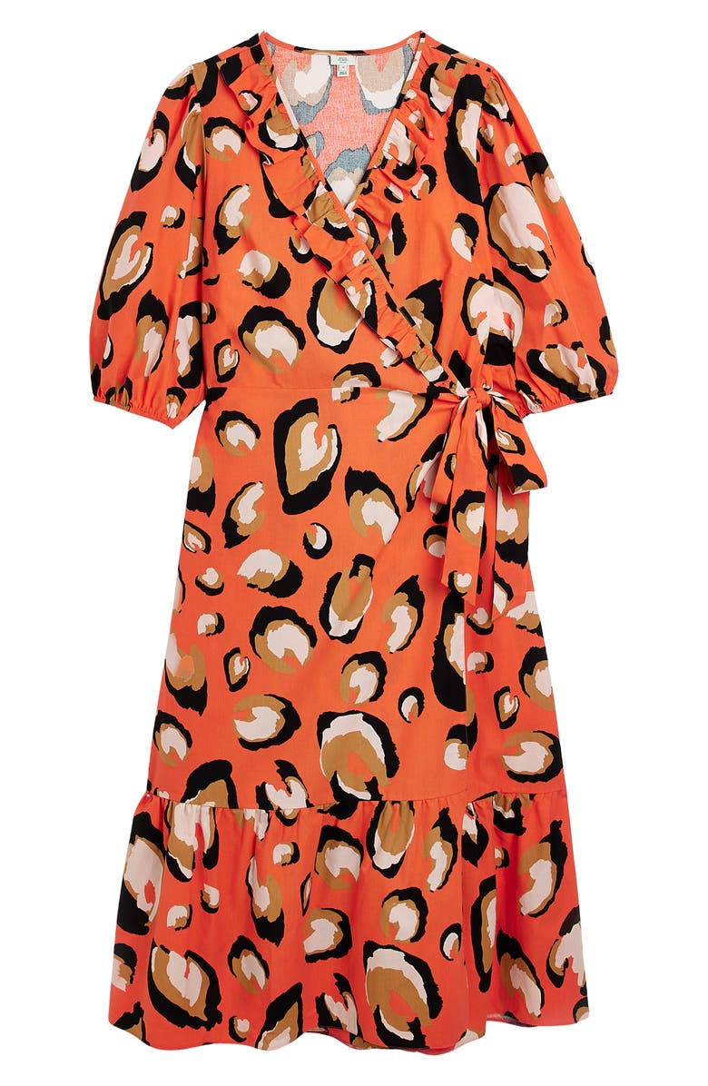 River Island Wilma Leopard Print Side Tie Midi Dress, Alternate, color, 