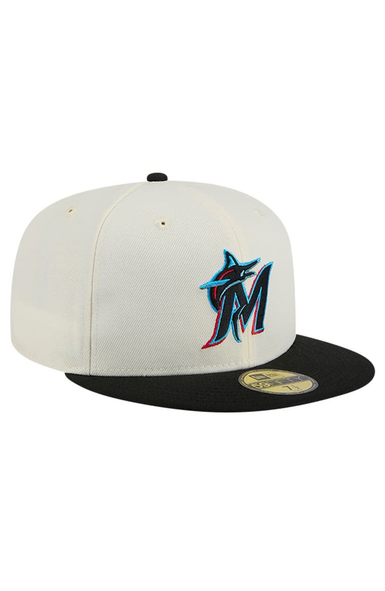 New Era Men's New Era Cream Miami Marlins Chrome 59FIFTY Fitted Hat, Alternate, color, Cream