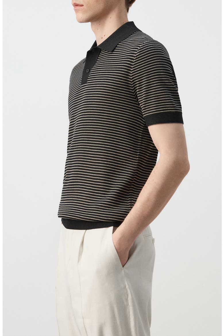 Stripe Polo, Alternate, color, BLACK