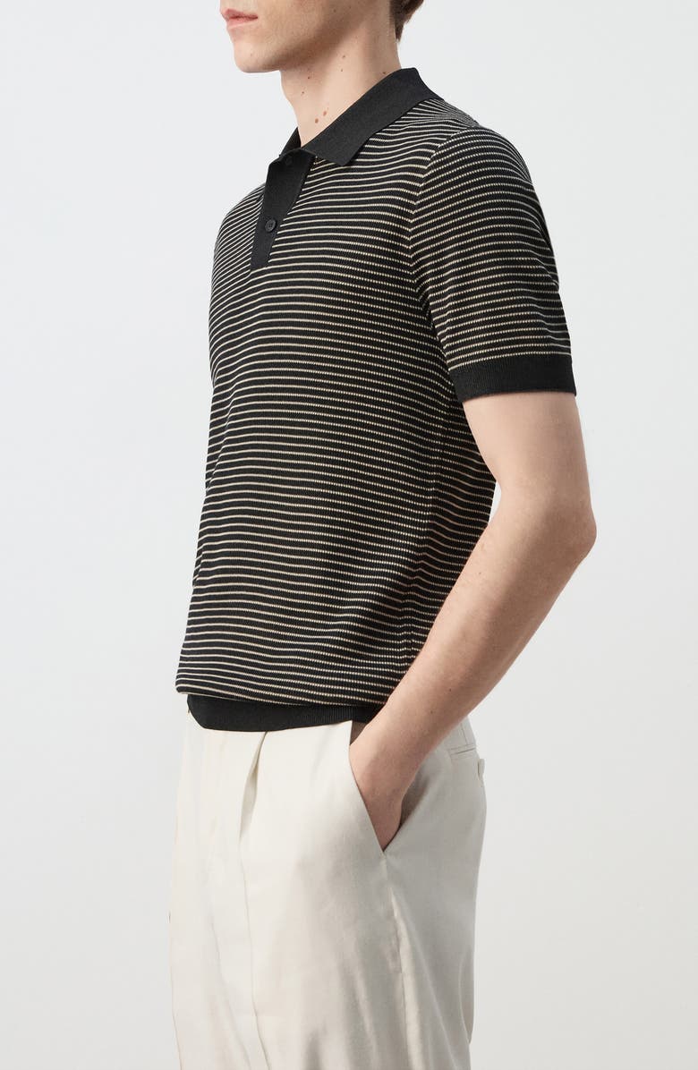 MANGO Stripe Polo, Alternate, color, Black