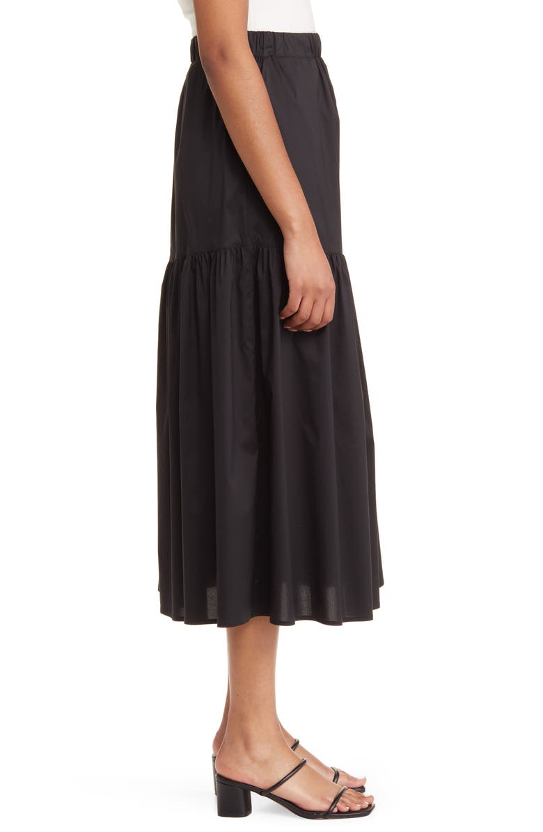 Misook Cotton Blend Flounce Hem Maxi Skirt, Alternate, color, Black