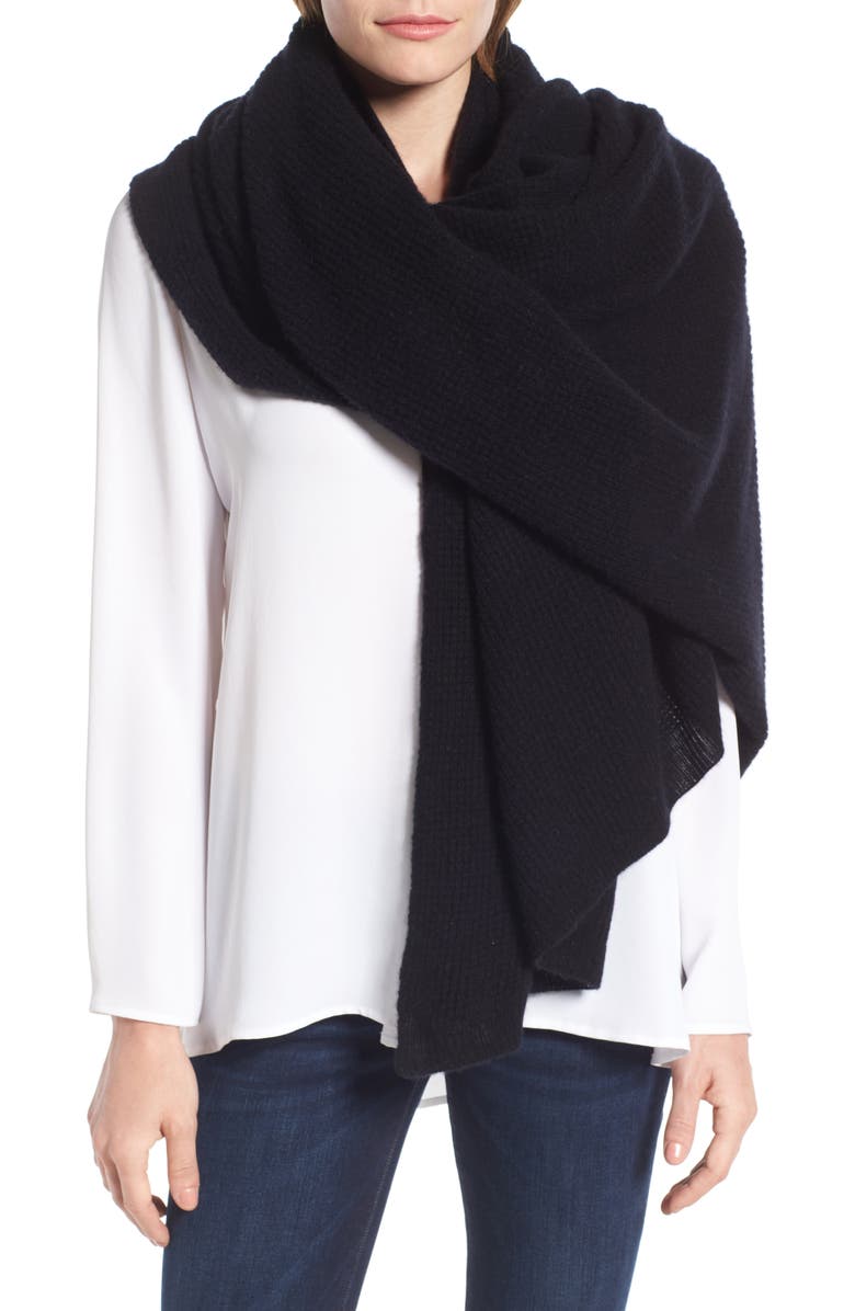 Halogen<sup>®</sup> Waffle Knit Cashmere Wrap, Alternate, color,