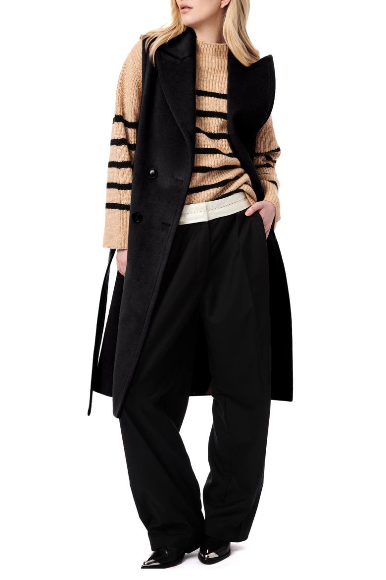 Double Breasted Longline Vest, Alternate, color, BLACK
