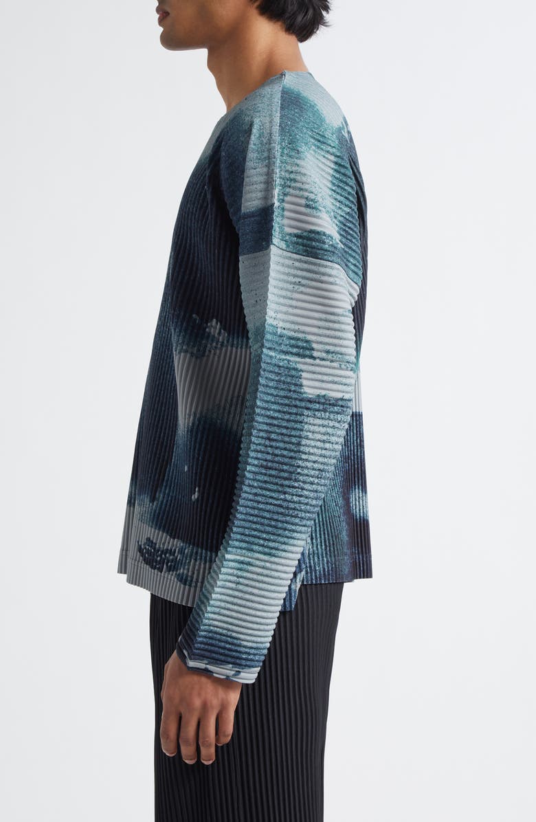 Homme Plissé Issey Miyake Wind Walk Pleated Top, Alternate, color, Gray/ Teal