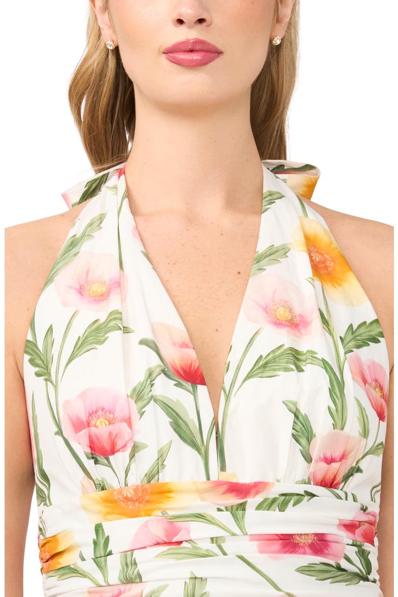 Nicky Floral Halter Neck Cotton Dress, Alternate, color, ULTRA WHITE