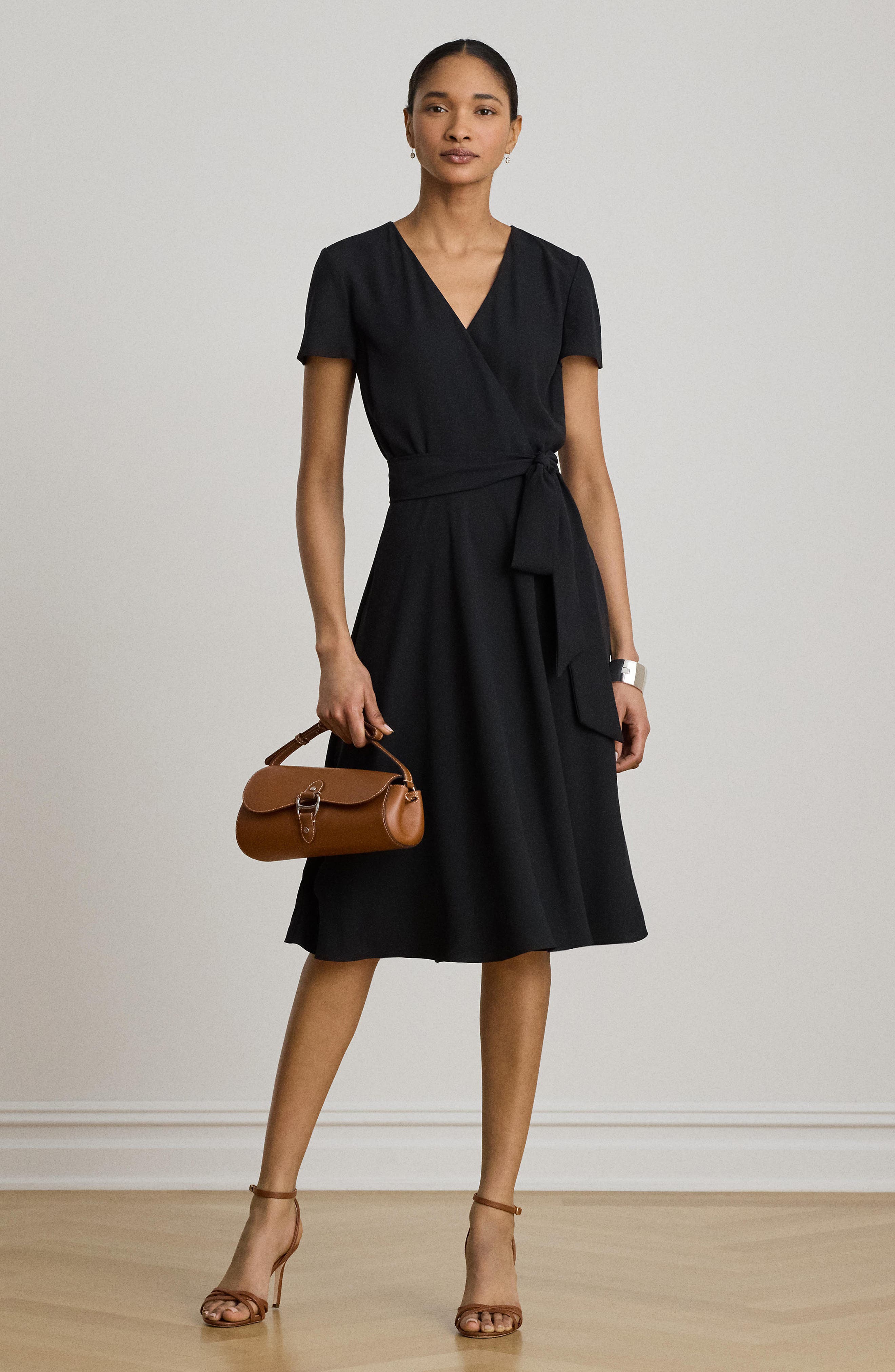 Lauren Ralph Lauren Surplice Neck Georgette Shirtdress (Women