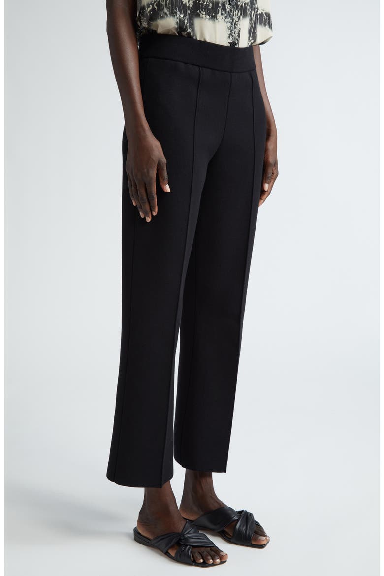 Foley Crepe Knit Flare Ankle Pants, Alternate, color, BLACK