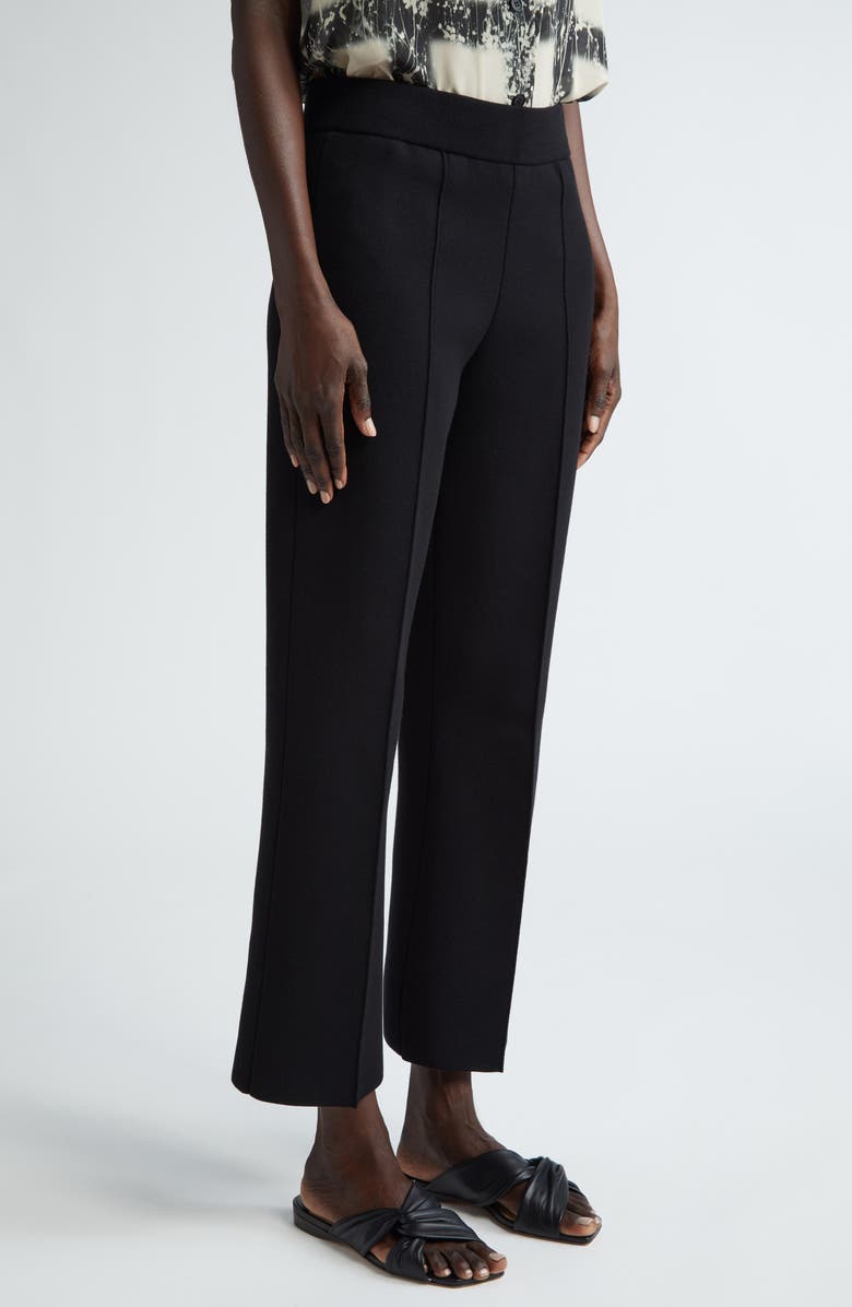 Lafayette 148 New York Foley Crepe Knit Flare Ankle Pants, Alternate, color, Black