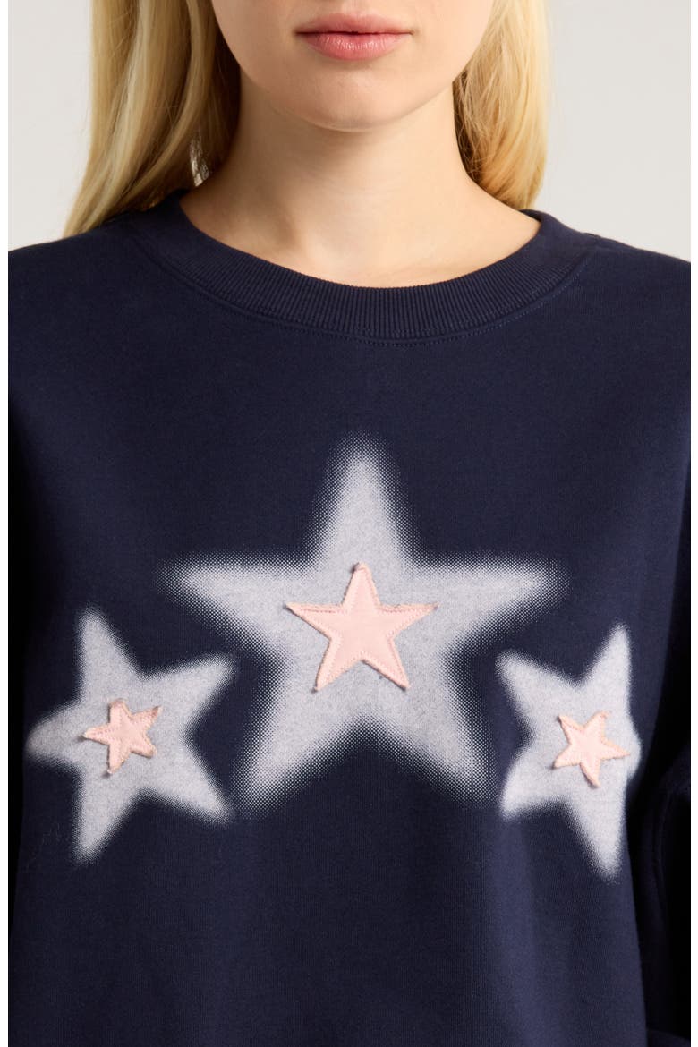3 Stars Cotton Blend Sweatshirt, Alternate, color, NAVY