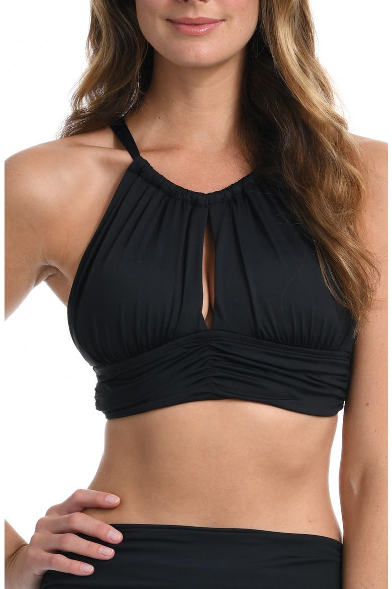 Island Goddess High Neck Bikini Top, Main, color, BLACK
