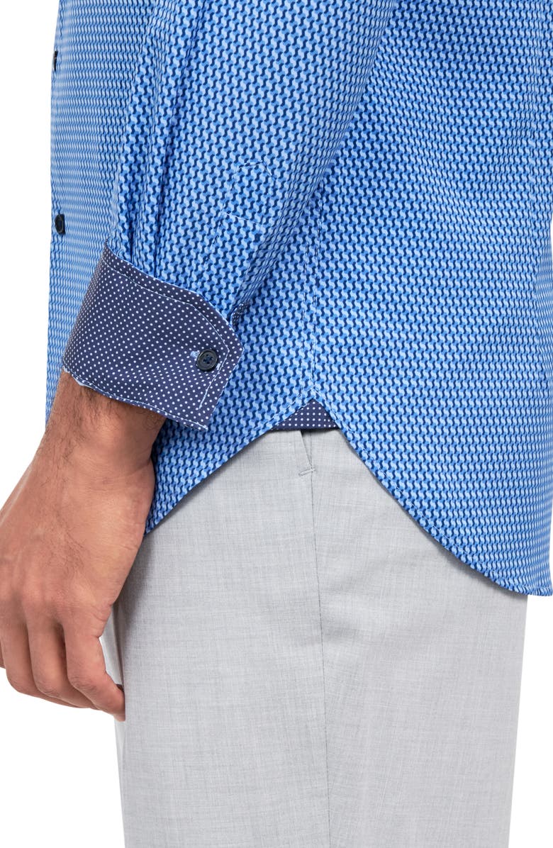 W.R.K Slim Fit Geo Print Stretch Performance Dress Shirt, Alternate, color, Blue