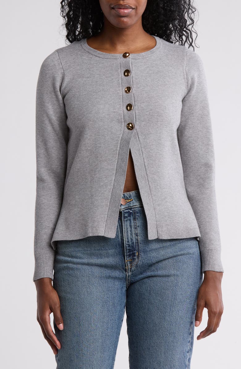 BY DESIGN Halsey Tipped Cardigan, Main, color, Light Grey Heather