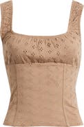 BP. Ruched Cotton Eyelet Tank