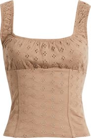 BP. Ruched Cotton Eyelet Tank