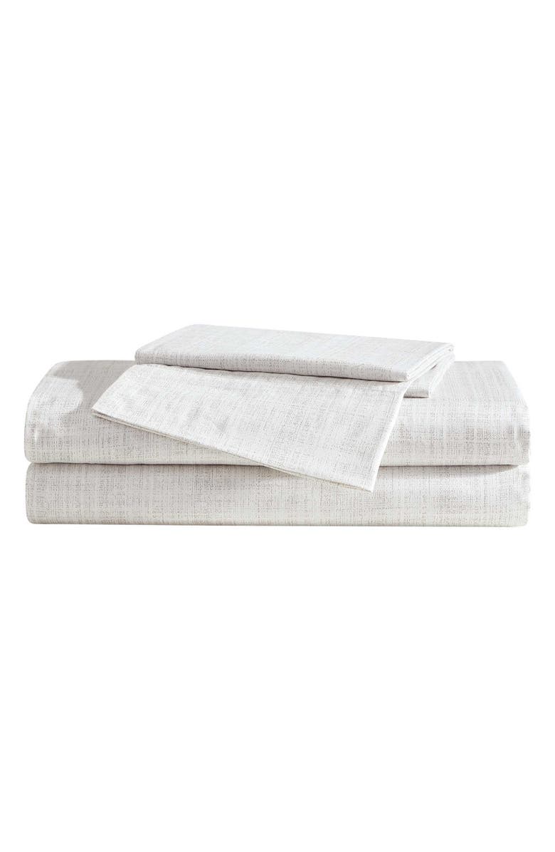 Vera Wang Erased Textured Cotton Sheet Set, Main, color, Light Beige