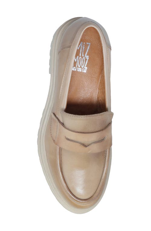Miz Mooz Legend Platform Loafer In Beige Antique Burnish