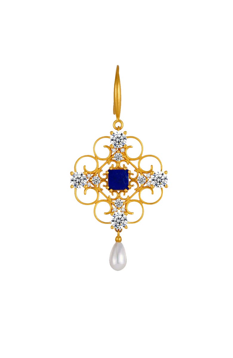 RC RETRO CHIC Orchid Dream Pearl Earrings, Alternate, color, Blue & Gold