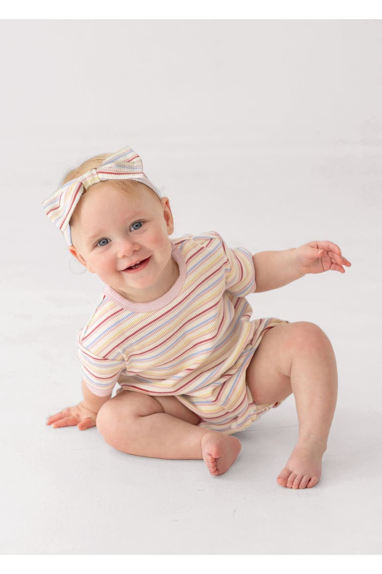 Sunset Sherbet Short Sleeve Romper, Alternate, color, Pink