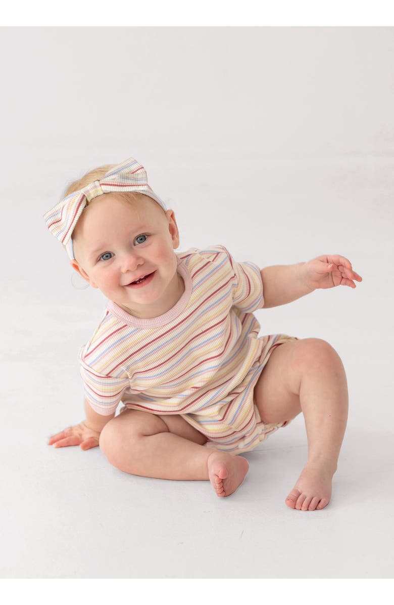 Mabel + Honey Sunset Sherbet Short Sleeve Romper, Alternate, color, Pink