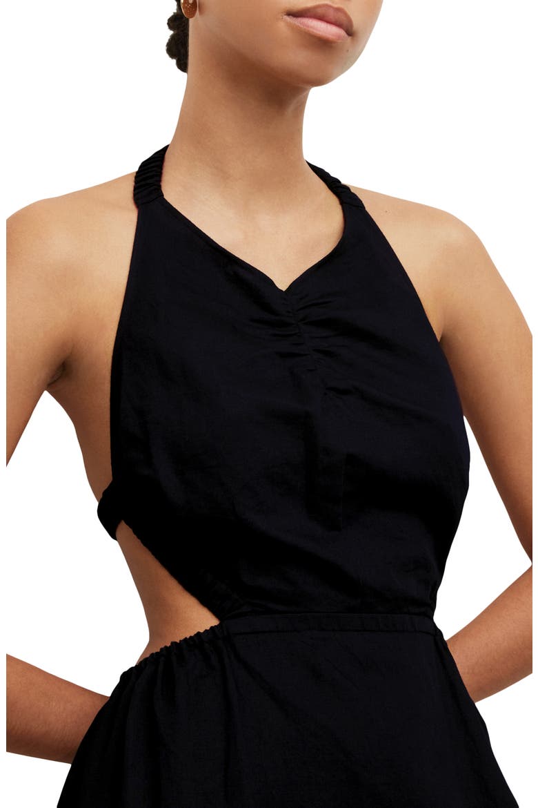 Ludo Linen & Cotton Halter Dress, Alternate, color, BLACK