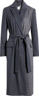 dRA Maggie Blockcheck Wool Blend Wrap Coat