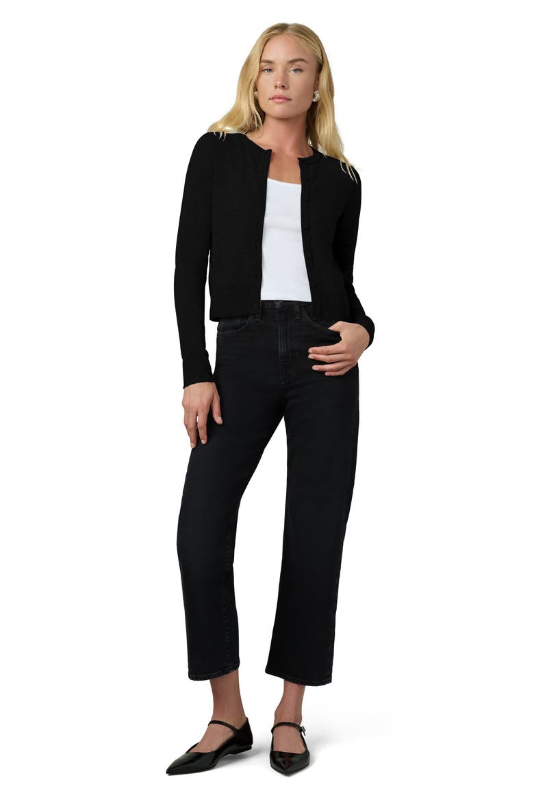 The Dani Crop Cashmere Cardigan, Alternate, color, BLACK