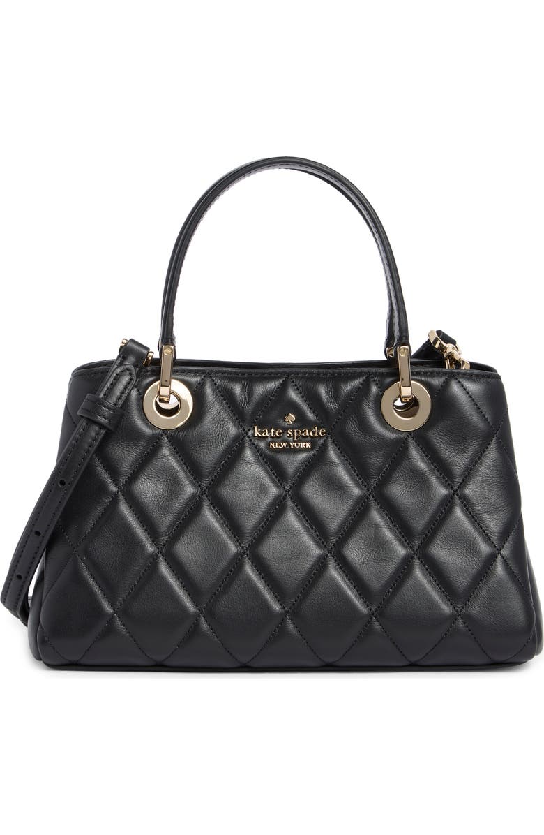 Kate Spade New York carey small quilted sullivan satchel bag, Main, color, Black