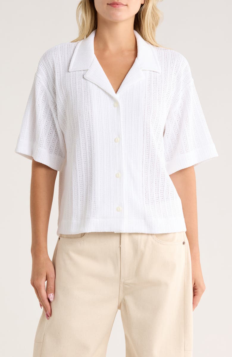 rag & bone Olivia Open Stitch Button-Up Shirt, Main, color, White