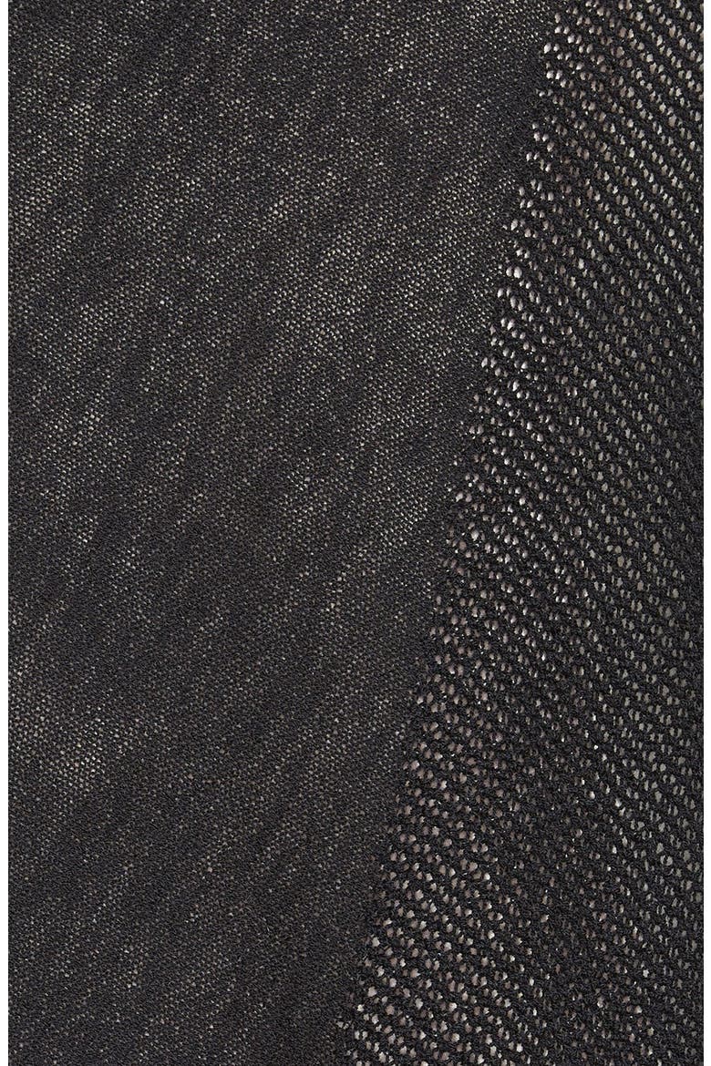 Mesh Detail Wool Knit Poncho, Alternate, color, BLACK