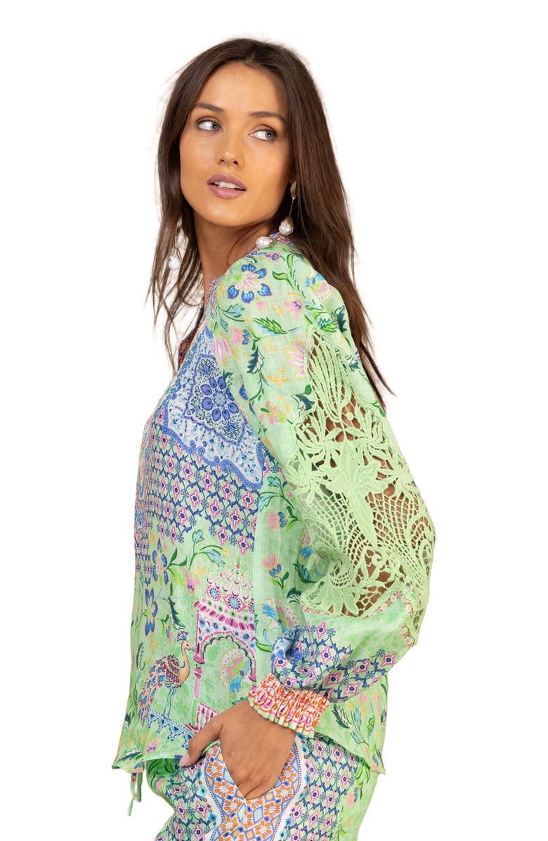 Hale Bob Dinah Washed Linen Top, Alternate, color, Green