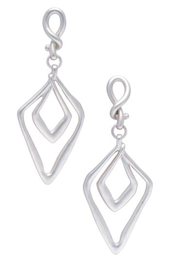 Saachi Double Diamond Drop Earrings In Silver