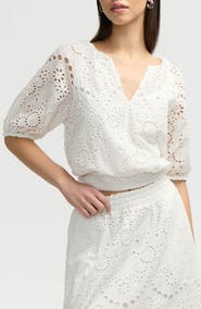 NVLT Eyelet Puff Sleeve Top