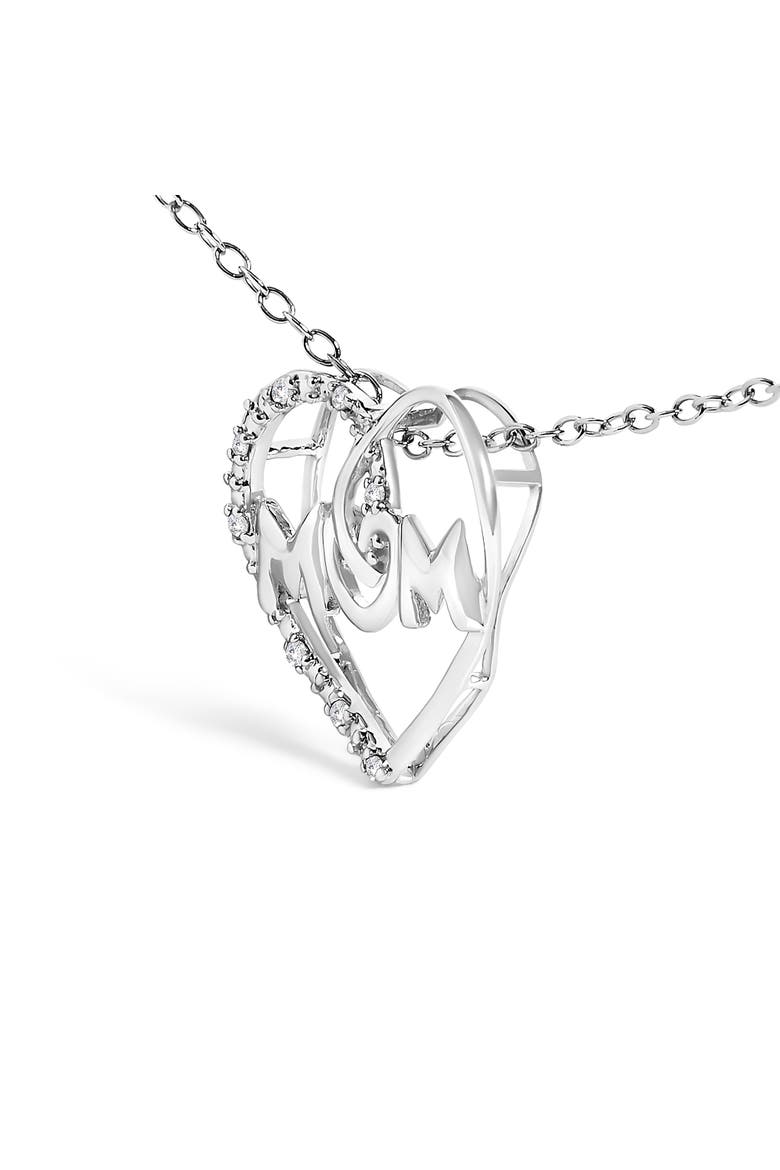 Silver Diamond Accent MOM Heart Pendant Necklace  Inches, Alternate, color, White