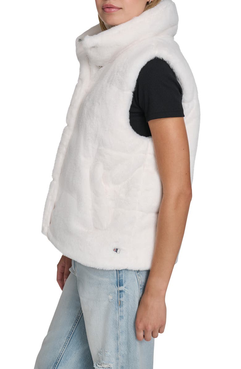 Champion Faux Fur Puffer Vest, Alternate, color, Cream