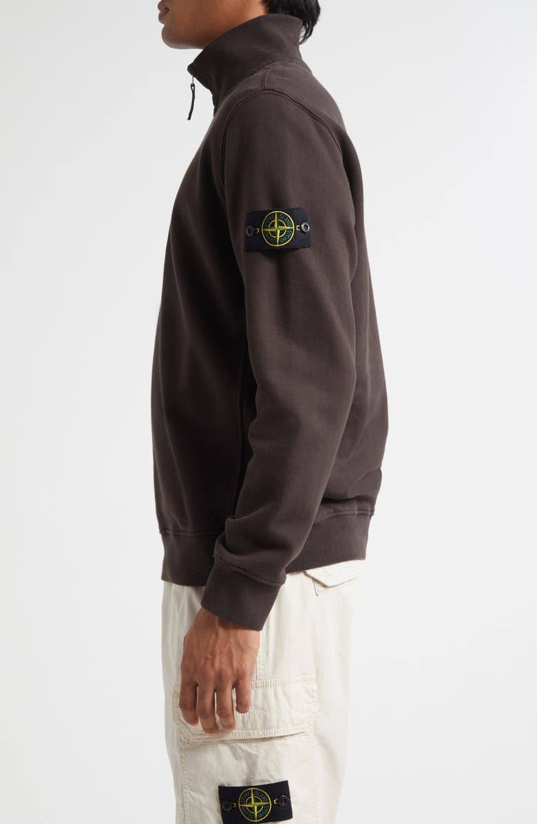 Stone Island Compass Patch Brushed Fleece Half Zip Sweatshirt, Alternate, color, Lead Grey