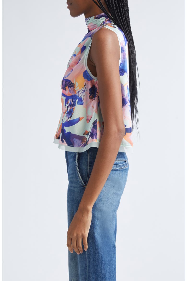 Lina Floral Print Sleeveless Top, Alternate, color, SEAFOAM MULTI