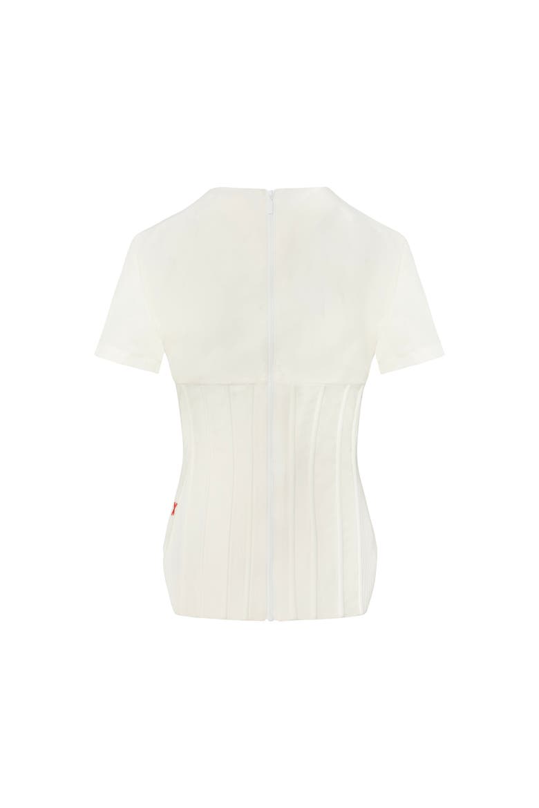 Tailored Corset Tee Top, Alternate, color, white