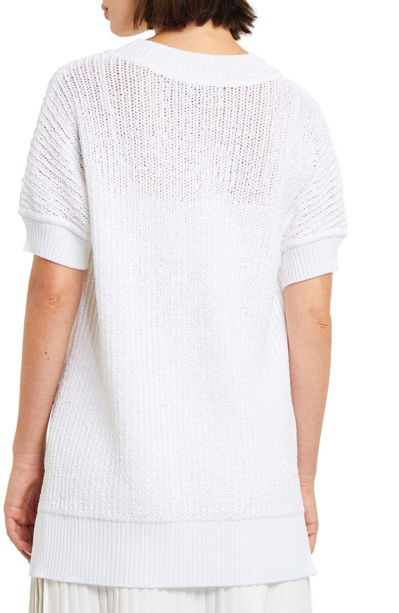 Misook Floral Embroidered Short Sleeve Tunic Sweater, Alternate, color,