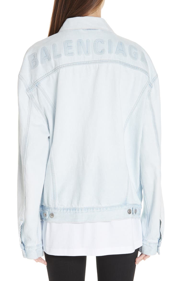 Embossed Back Logo Denim Jacket, Alternate, color, ICE WASH
