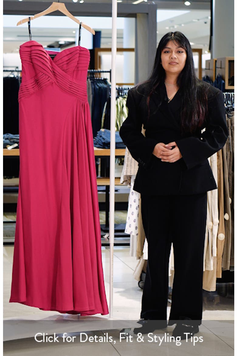 Strapless Pleat Crepe Gown video