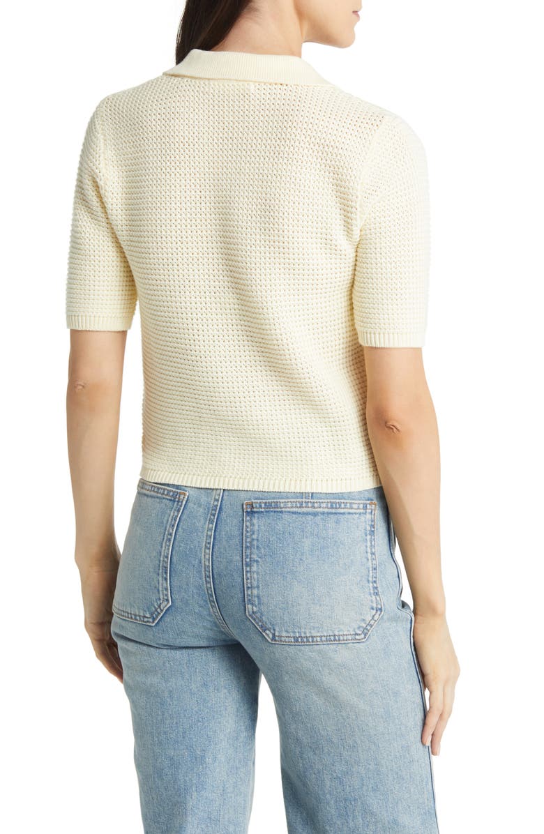 Marine Layer Spencer Open Stitch Short Sleeve Polo Sweater, Alternate, color, 