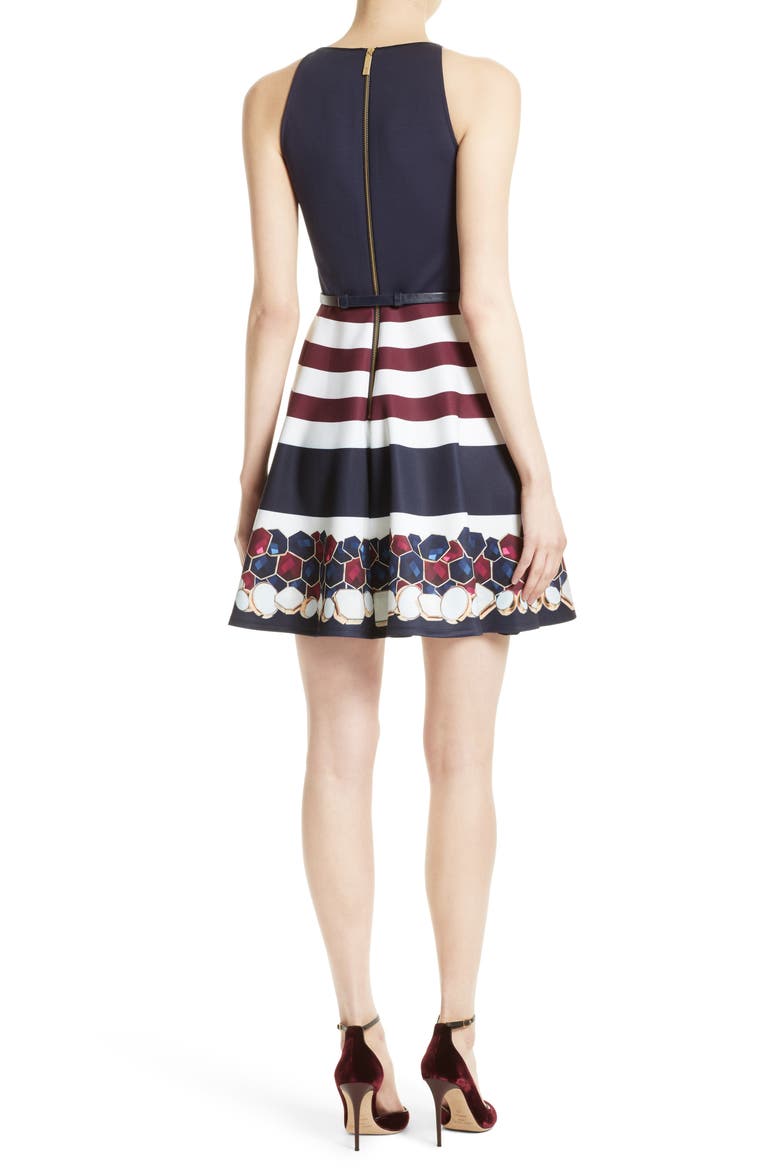 Rowing Stripe Skater Dress, Alternate, color, NAVY