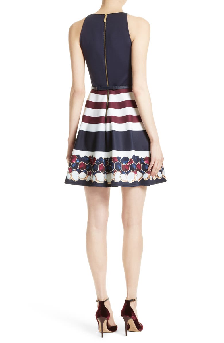 Ted Baker London Rowing Stripe Skater Dress, Alternate, color, 